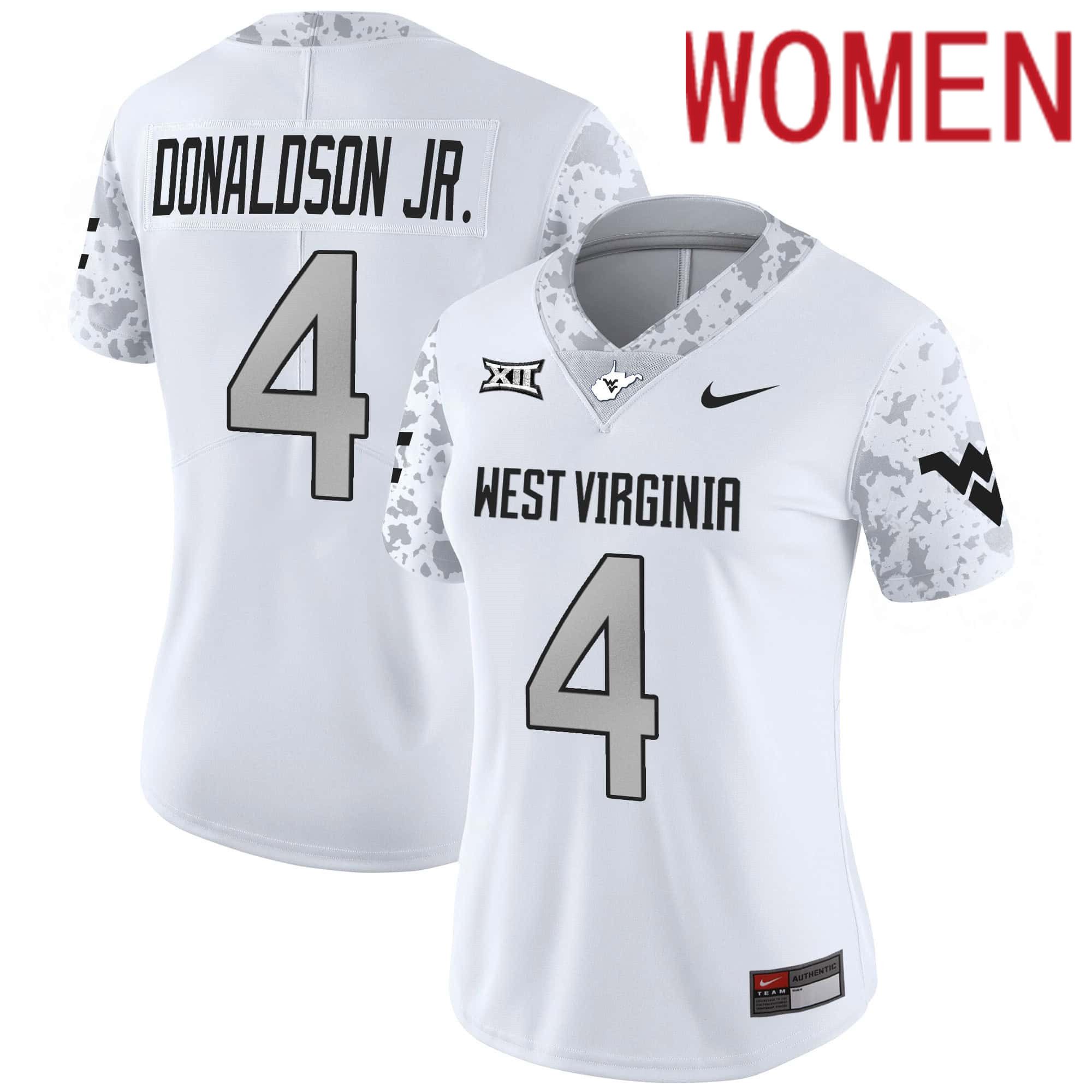 Women West Virginia Mountaineers #4 Donaldson jr White 2024 Nike Vapor Limited NCAA Jersey